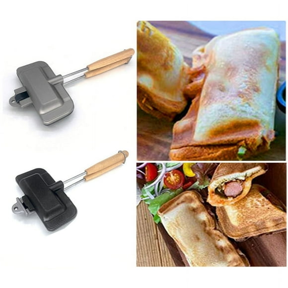 Double-Sided Sandwich Pan Non-Stick Foldable Grill Frying Pan Hotdog for Bread Toast Breakfast Machine Pancake Maker