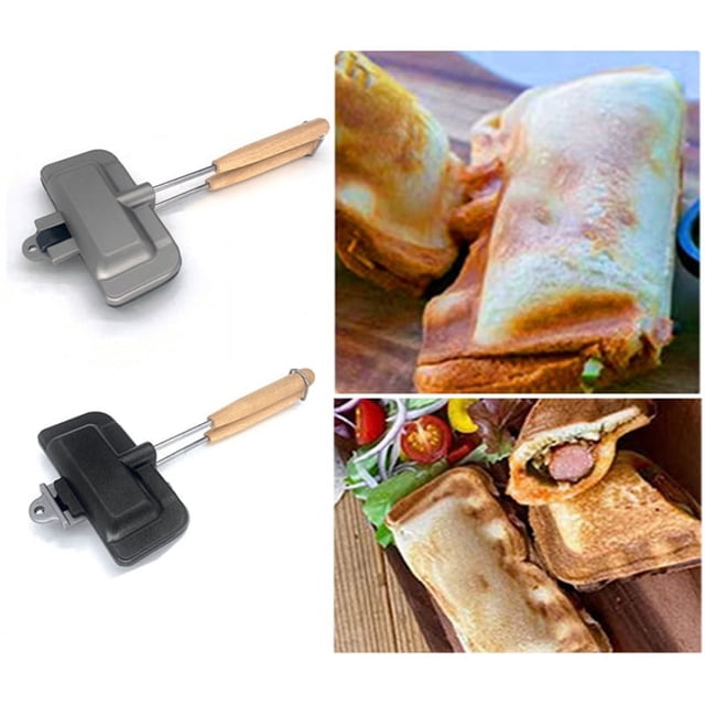Sartén para sándwich de doble cara, antiadherente, plegable, para asar pan, tostadas, máquina para hacer panqueques y desayuno