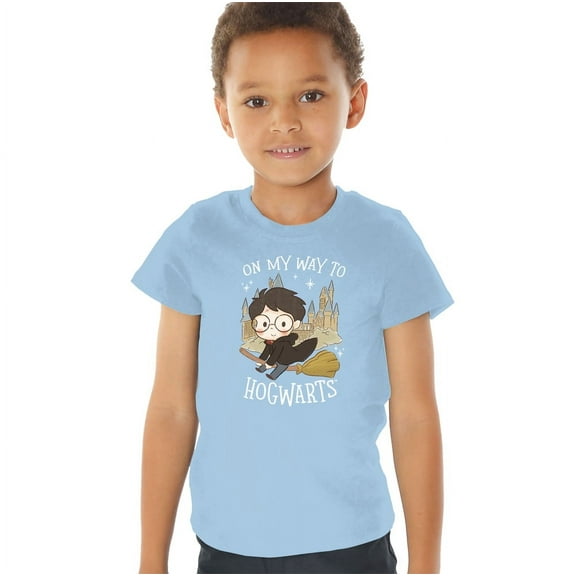 Harry Potter On My Way To Hogwarts Kids T Shirt (2) for Toddler Boys and Girls, Light Blue