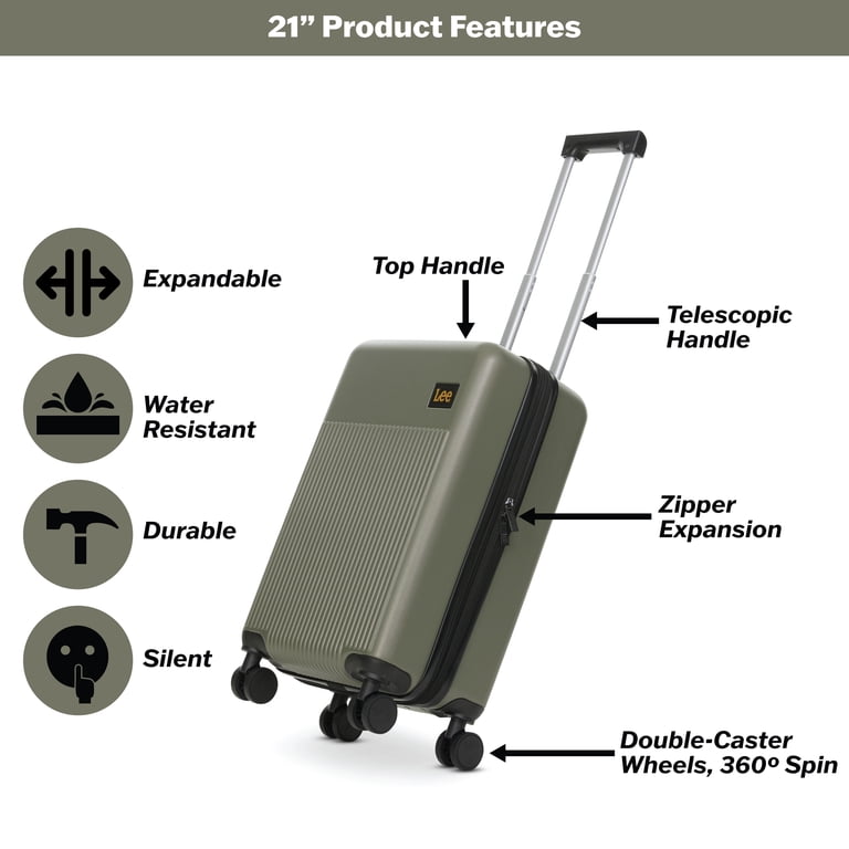 Lee 21/28 in Unisex 2-Piece Luggage Set, Olive - Walmart.com