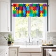 thumbnail image 3 of Rainbow Kitchen Curtains, Colorful Rainbow Puzzles Kitchen Curtains Abstract Painting Art Short Tier Curtain for Kitchen Cafe Nursery Decor 54x18 Inch, 1 Panel, 3 of 5