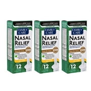Family Care Nasal Relief Spray, 12 Hour Pump Mist, 0.5 fl. Oz., Severe Congestion, Oxymetazoline HCI Nasal Decongestant Menthol, Compare to Afrin Original Nasal Spray-3 Pack