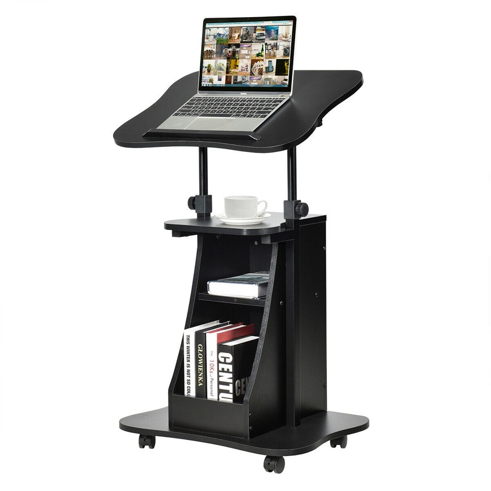 Gymax SittoStand Laptop Desk Cart Rolling Mobile Height Adjustable w