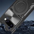 thumbnail image 3 of KOMI for Google Pixel 9a 6.3" Armor Case with Magnetic Ring Kickstand, Rugged Military Grade Shockproof Case with Slide Camera Lens Cover for Google Pixel 9a Black, 3 of 5