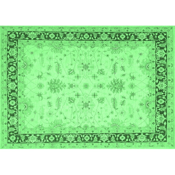 Ahgly Company Indoor Rectangle Oriental Emerald Green Traditional Area Rugs, 2' x 4'