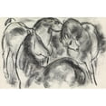 thumbnail image 2 of Leo Gestel 18x13 Gold Ornate Wood Frame and Double Matted Museum Art Print Titled - Sketch of Three Horses (1891), 2 of 4
