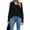 Black, variant on Womens Lace V Neck Puff Long Sleeve Eyelet Tops Dressy Business Casual Work Shirts Blouse Leather Powder L