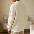 thumbnail image 6 of Kukoosong Men's Stand Collar Full Zip Cable Knit Cardigan, Solid Color Long Sleeve Sweater Jacket with Ribbed Cuffs, Relaxed Fit Warm Outerwear for Fall Winter Daily Wear, 6 of 7