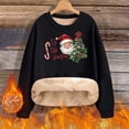 thumbnail image 2 of Danhjin Women's Christmas Sweatshirts Fleece Lined Festive Print Pullover Tops Fall Winter Long Sleeve Crew Neck Loose Oversized Casual Warm Shirts, 2 of 7