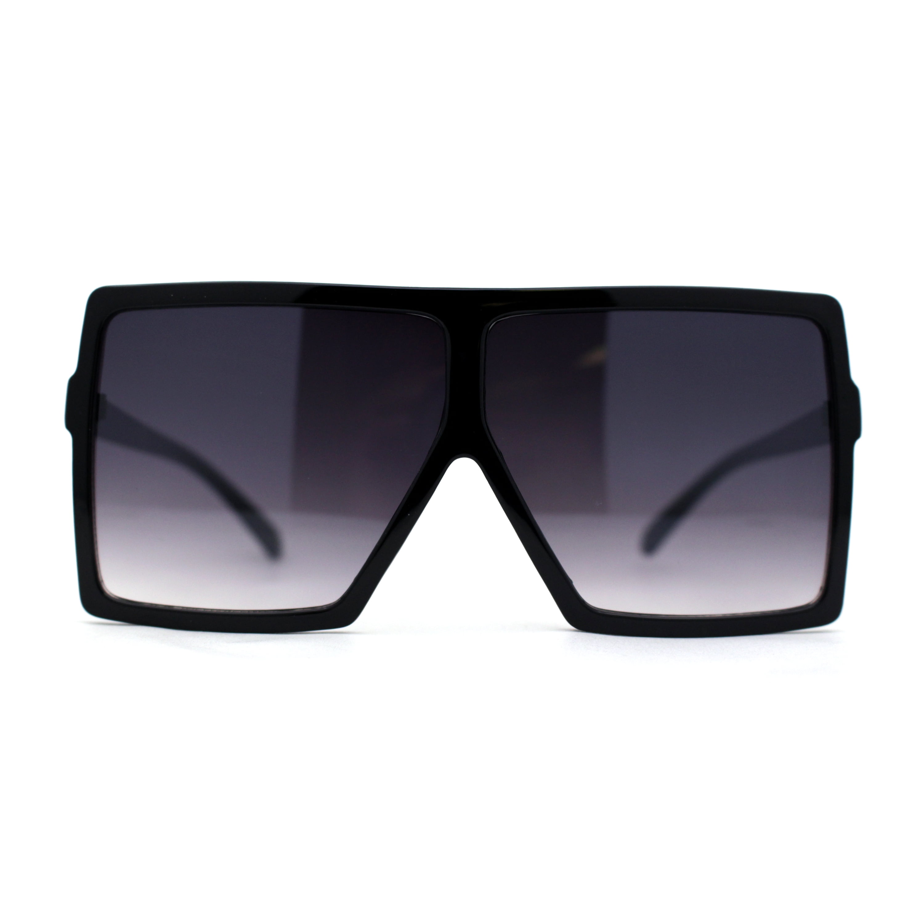Flat Top Mobster Square Rectangle Oversize Plastic Sunglasses Black