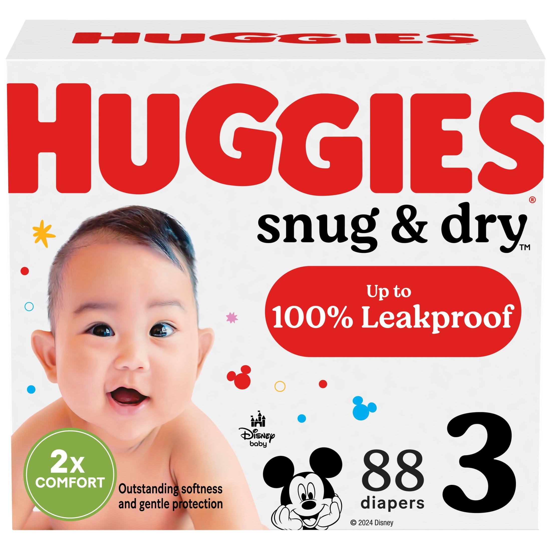 Huggies Snug & Dry Baby Diapers, Size 3 (16-28 lbs), 88 Count (Select for More)
