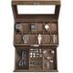 thumbnail image 2 of SONGMICS Caja de Relojes de 2 Niveles, Estuche para 12 Relojes, Tapa de Cristal, con Cerradura, Cuero Sintético Marrón y Forro Marrón, 2 of 7