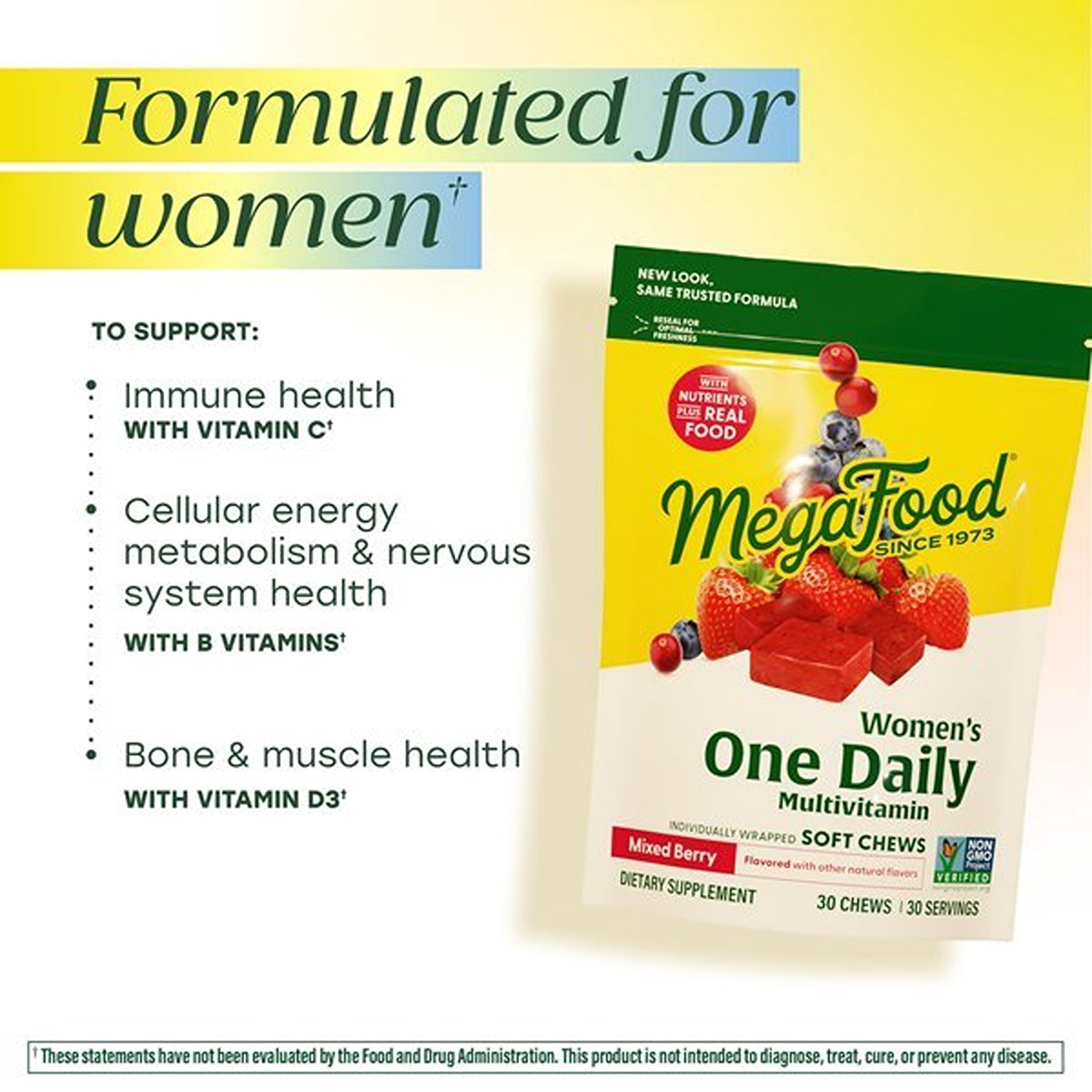 MegaFood Women's One Daily Multivitamin Chews - with B Vitamins & D3 - 30 Servings, 2 Pk