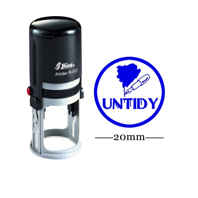 Personalized Teachers Stamps UNTIDY Round Self Inking 20 mm Rubber Stamp Custom Shiny Stamps