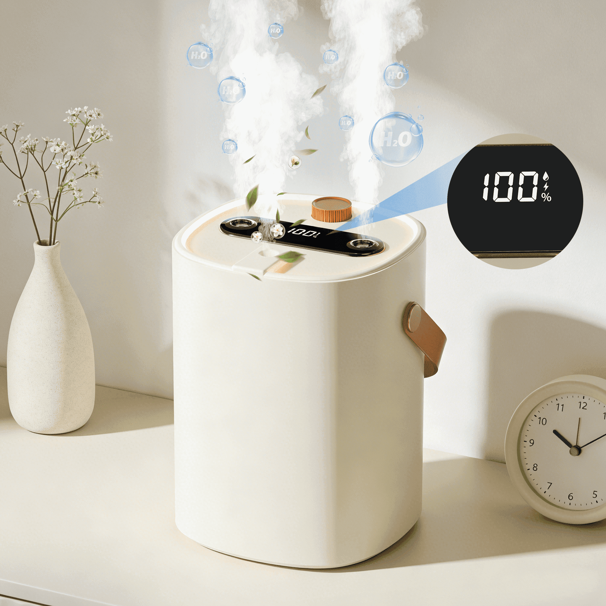 BCOOSS Humidifier for Room Cool Mist Air Ultrasonic Humidifier with Essential Oil Diffuser for Home Bedroom , White