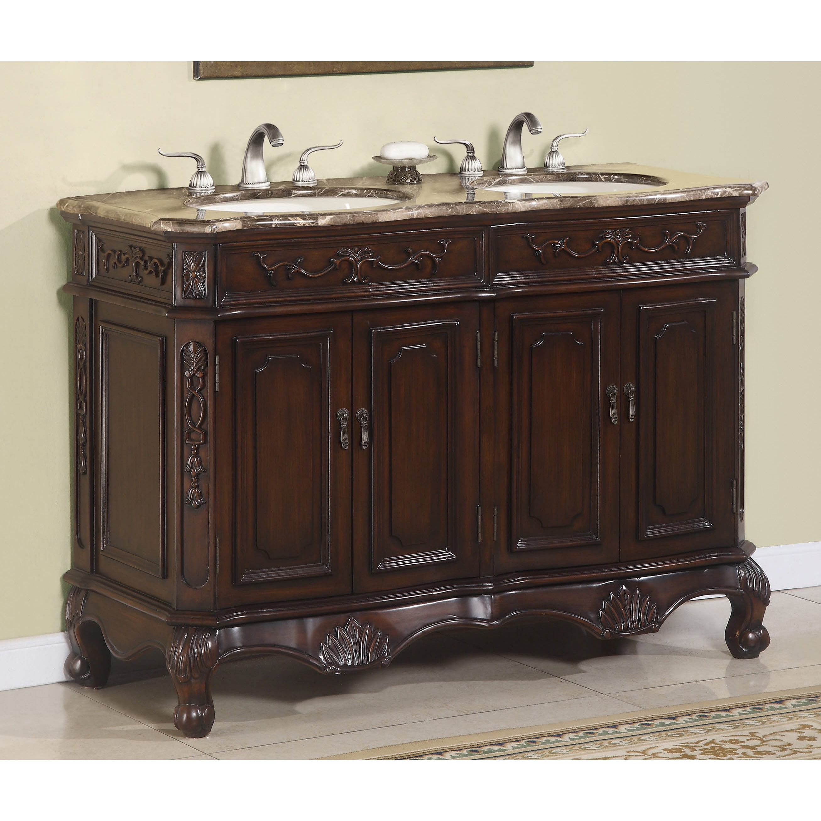 Ica Furniture Hestia 50 Inch Marble Top Double Vanity Com