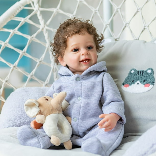 Finished Bebe Reborn Doll 55CM Reborn Baby Boy Yannik Full Body Soft Silicone Real Touch Doll Hand Painted 3D Skin Rooted Hair55CM Boy Gao Jinjia LED