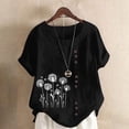 thumbnail image 1 of TaTaai Women's Everyday Casual Blouse, Linen Feel Round Neck T-Shirt, Short Sleeve Comfortable Top for All Occasions Gift, 1 of 5