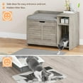 thumbnail image 4 of Cat Litter Box Cabinet, Multi-Functional Wood Litter Box with Top Opening & Cushion, Hidden Washroom Storage Cabinet for Bedroom, Hallway, 4 of 6