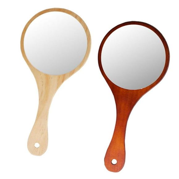 Paquete de 2 Espejos Cosméticos Redondos Macarena con Mango de Madera