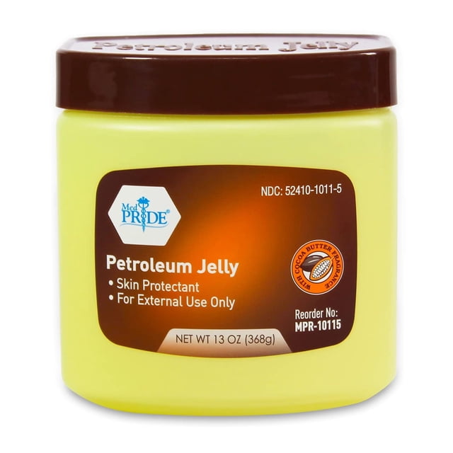 MED PRIDE Tarro grande de jalea de petróleo con fragancia de manteca de cacao, humectante y protector de la piel para quemaduras de erupciones en la piel seca (13 onzas (paquete de 1) blanco)