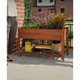 thumbnail image 5 of Raised Garden Bed with Wheels, Wooden Raised Planter Box with Storage Shelf, Legs, Lockable Wheels, for Backyard, Patio, Balcony for Flowers, Veggies, Elevated, 48"×24"×30", 5 of 6
