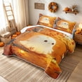 thumbnail image 3 of Erosebridal Kawaii Autumn Ghost Quilt King, Boho Fall Foliage King Coverlet Set for Boys Girls, Orange Yellow Cream, 3-Piece 1 Bedspread and 2 Pillowcases, 3 of 7