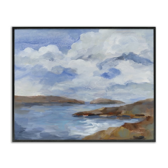 Stupell Industries Islands Beach View Landscape & Nature Painting Black Framed Art Print Wall Art, 14 x 11