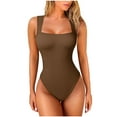 thumbnail image 1 of Bigersell Ribbed Bodysuit for Women One-Piece Swimsuits High Cut Bathing Suit Racerback Soft Cup Padded 1 Piece Swimsuit Coffee S, 1 of 2