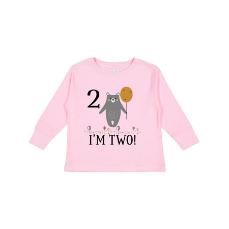 

Inktastic 2nd Birthday Woodland Bear 2 Year Old Boys or Girls Long Sleeve Toddler T-Shirt