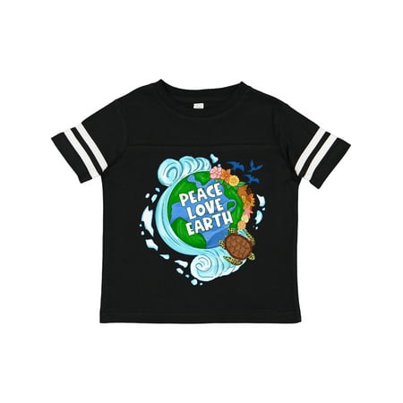 

Inktastic Earth Day Peace Love Earth with Turtle and Waves Gift Toddler Boy or Toddler Girl T-Shirt