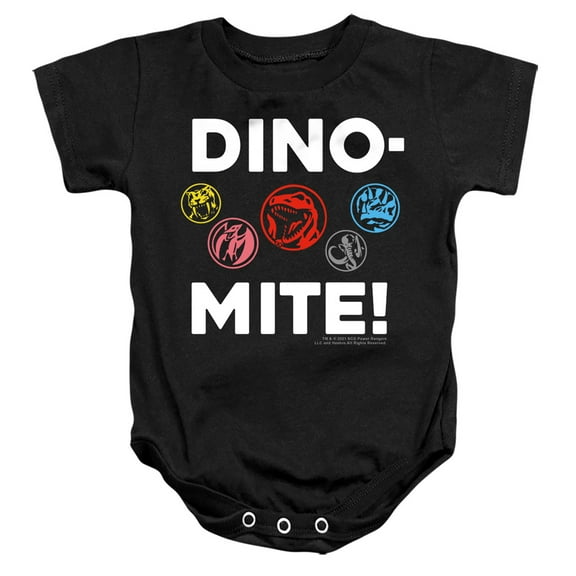 Power Rangers Dino-Mite Unisex Infant Snap Suit for Baby (12 Months) Black