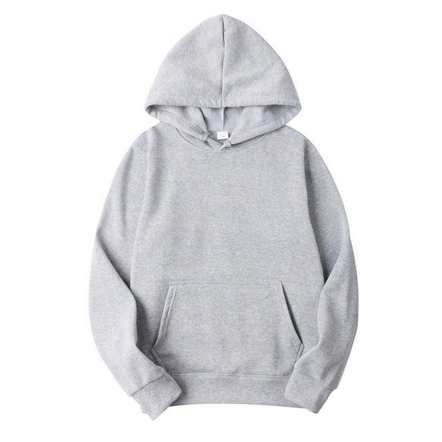 TiaoBug Men's Basic Hooded Long Sleeve Drawstring Hoodie Sweatshirt Casual Solid Color Pullover Tops Gray 3XL