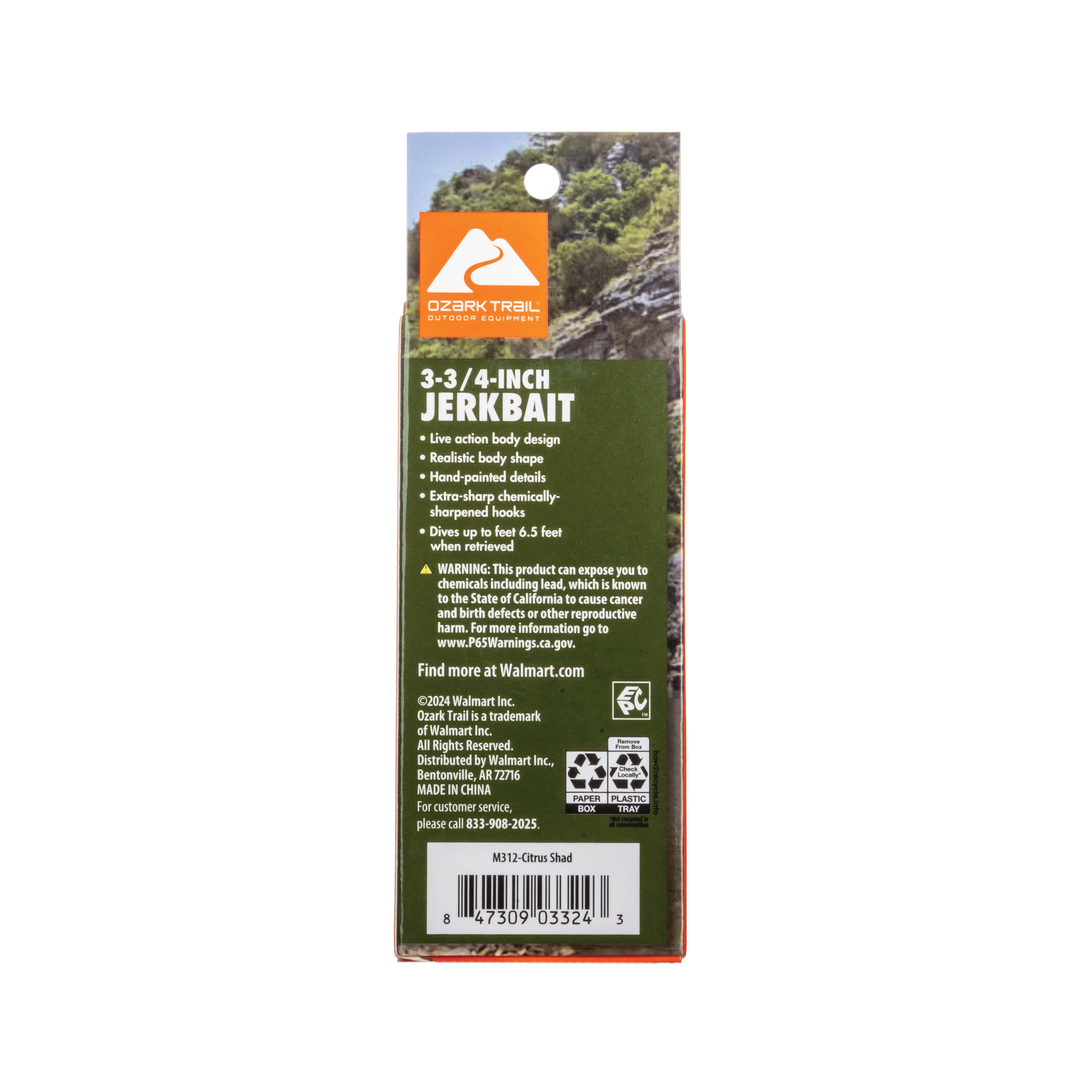 Ozark Trail Freshwater Minnow Fishing Lure, Citrus Shad, 1 oz