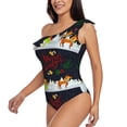 thumbnail image 2 of Gaeub Merry Christmas Elk Women's One Shoulder Ruffle Tummy Control Swimwear for Swimming Surfing Beach Party - X-Large, 2 of 8