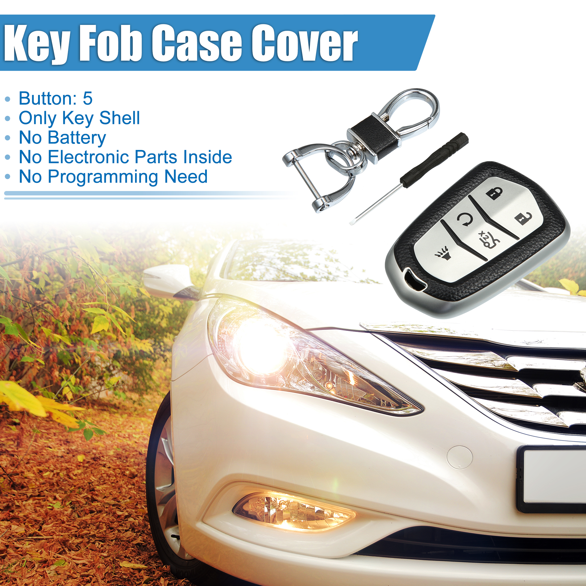 Unique Bargains 360 Degree Smart Key Fob Case Keyless Entry Remote Shell Protector Silver