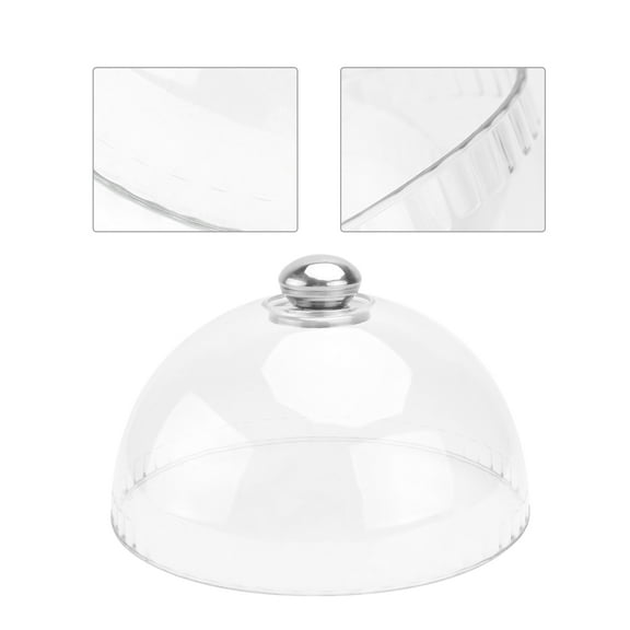 CATIEBYE Clear Round Dome Snack Tray Cover, White Plastic Protective Lid, 1 Piece for Food Storage