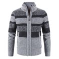 thumbnail image 2 of YODETEY Mens Zip Up Knitted Cardigan Thick Sweater Stand Collar Fleece Lined Warm Silver 12(XXL), 2 of 7