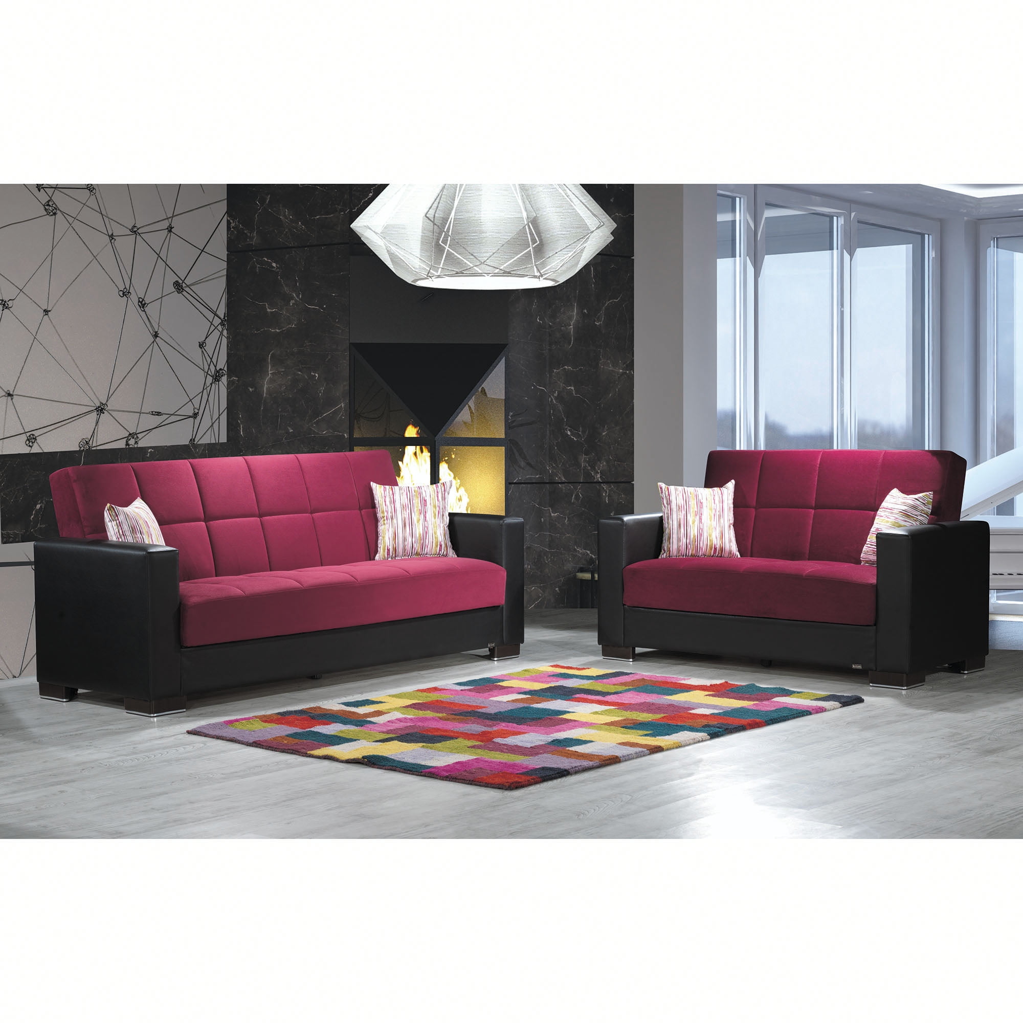 Ottomanson Armada Sofa Bed with Storage, Burgundy