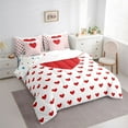thumbnail image 3 of Manfei Love Heart Print Bedding Comforter Set 7 Pieces for Boys Girls,Red White Full Bedding Set Lightweight,Happy Valentine's Day Fitted Sheet Flat Sheet,Breathable Home Decor,Reversible, 3 of 8