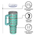 thumbnail image 4 of Turquoise Christmas Gnome Pattern Tumbler with Handle and Lid,40oz Double Wall Vacuum Insulated Tumbler,Cups Gift for Women and Men, 4 of 7