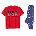 thumbnail image 4 of HTHLVMD Family Matching Sleepwear, Usa Patriotic Pajamas, Usa Flag Letter Dark Blue Star Short Sleeve Family Matching Pajamas Set, Crew Neck 2pcs Patriotic Home Loungewear, XL, 4 of 8