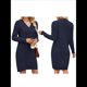 thumbnail image 3 of Vestidos Tipo Suéter Holgados de Otoño con Cuello en V, Larga y por Encima de la Rodilla para Mujer. Azul Oscuro XL, 3 of 7