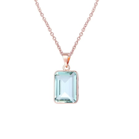 Peermont Emerald Cut Green Amethyst Pendant Necklace in 18k Rose Gold Overlay