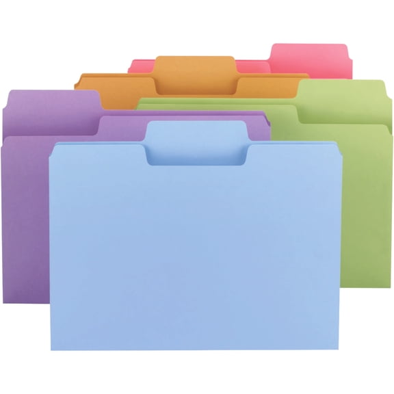 Smead SuperTab® File Folder, 1/3-Cut Tab, Letter Size, Assorted Colors,100 per Box (11961)