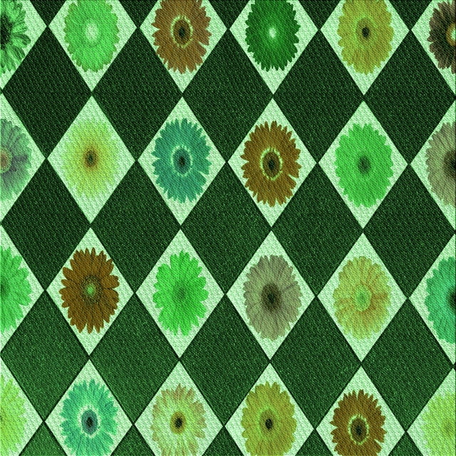 Ahgly Company Machine Washable Indoor Square Transitional Dark Forest Green Area Rugs, 7' Square