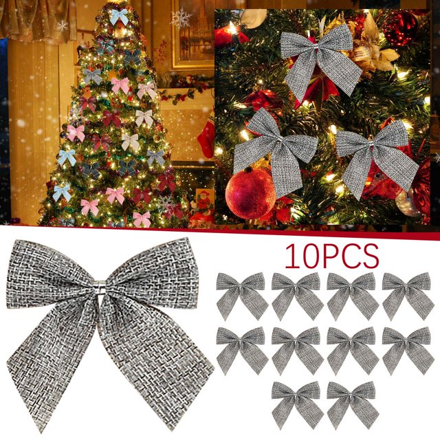 Christmas Decorations Event & Party 10PCS Christmas Bows Various Styles Bows Fabric Christmas Tree Garland Accessories Decoration Party Party Decorations Party Balloon