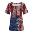 thumbnail image 4 of Fiudx Camisas para Mujer Top de Manga Corta con Cuello de Color Del Día de La Independencia para Mujer, 4 of 4