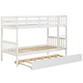 thumbnail image 3 of DreamBuck Twin Over Twin Bunk Bed with Trundle, Wood Bunk Bed Frame with Ladder and Guardrail, Can Be Converted into 2 Beds, Twin Bunk Beds for Teens, Adults, No Box Spring Needed, Noise Free, 3 of 9