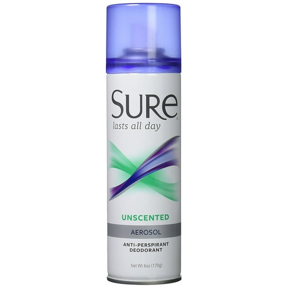 Sure Anti-Perspirant & Deodorant Aerosol, Unscented 6 oz ( Packs of 3)